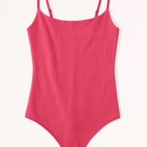 Abercrombie & Fitch Cotton Seamless Fabric Bodysuit Coral Pink Small